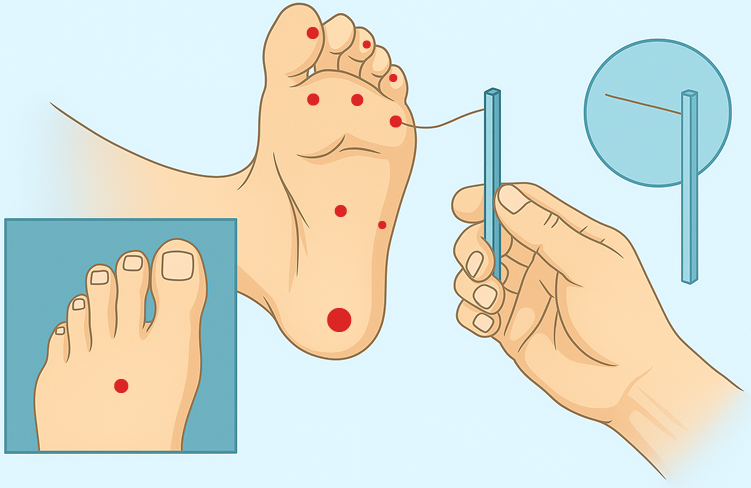 Diagram of monofilament test sites